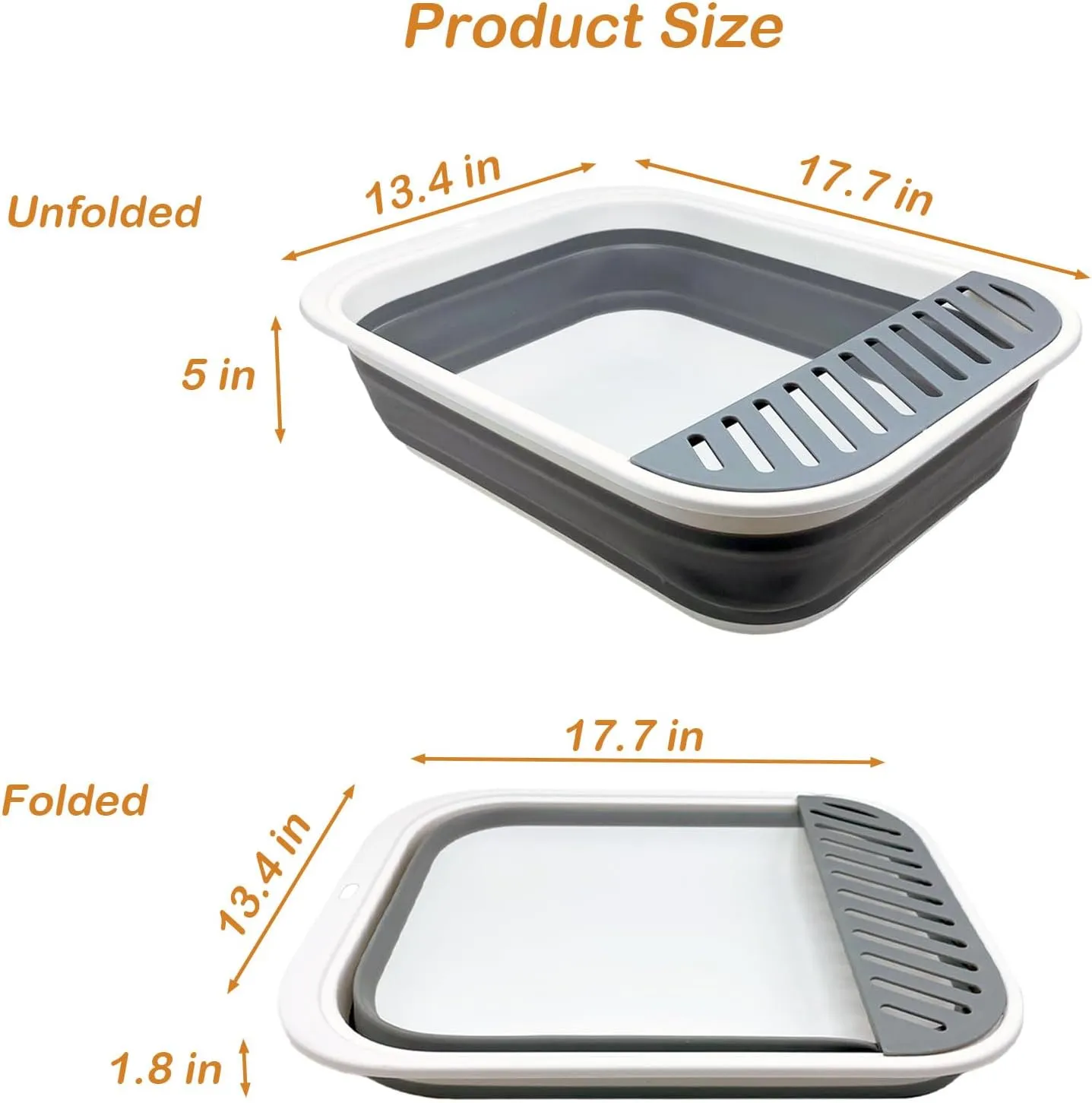 Foldable Cat Litter Box, Travel Cat Toilet - Collapsible Shallow Litter Pan for Kitten, Sick/Frail/Disabled/Older Cats (Gray, Small)