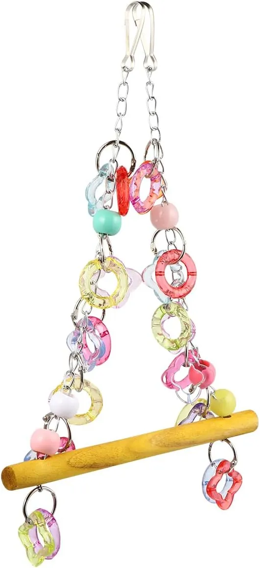 FRCOLOR Parrot Swing Toy Macaw Toys Parakeet Toys Hanging Bird Toys Jaulas para Pajaros Periquitos Parrot Stand Toy Pet Bird Swing Toy Chew Toys Pet Bird Swing Stand Wooden Birds Birdcage