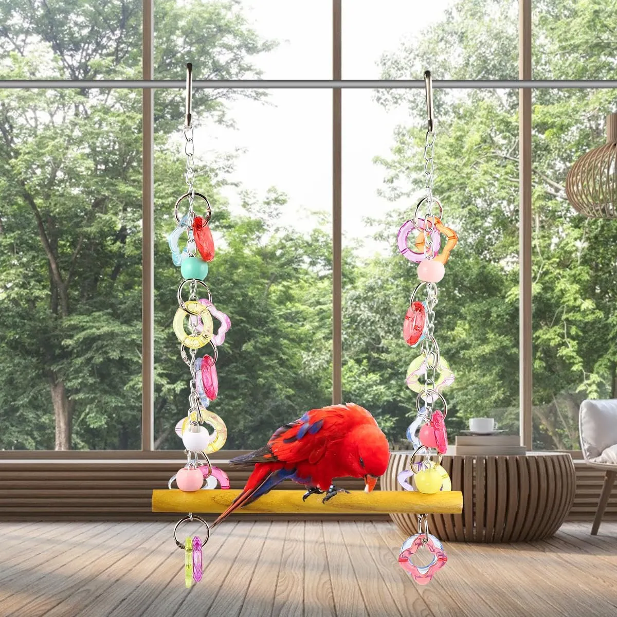 FRCOLOR Parrot Swing Toy Macaw Toys Parakeet Toys Hanging Bird Toys Jaulas para Pajaros Periquitos Parrot Stand Toy Pet Bird Swing Toy Chew Toys Pet Bird Swing Stand Wooden Birds Birdcage