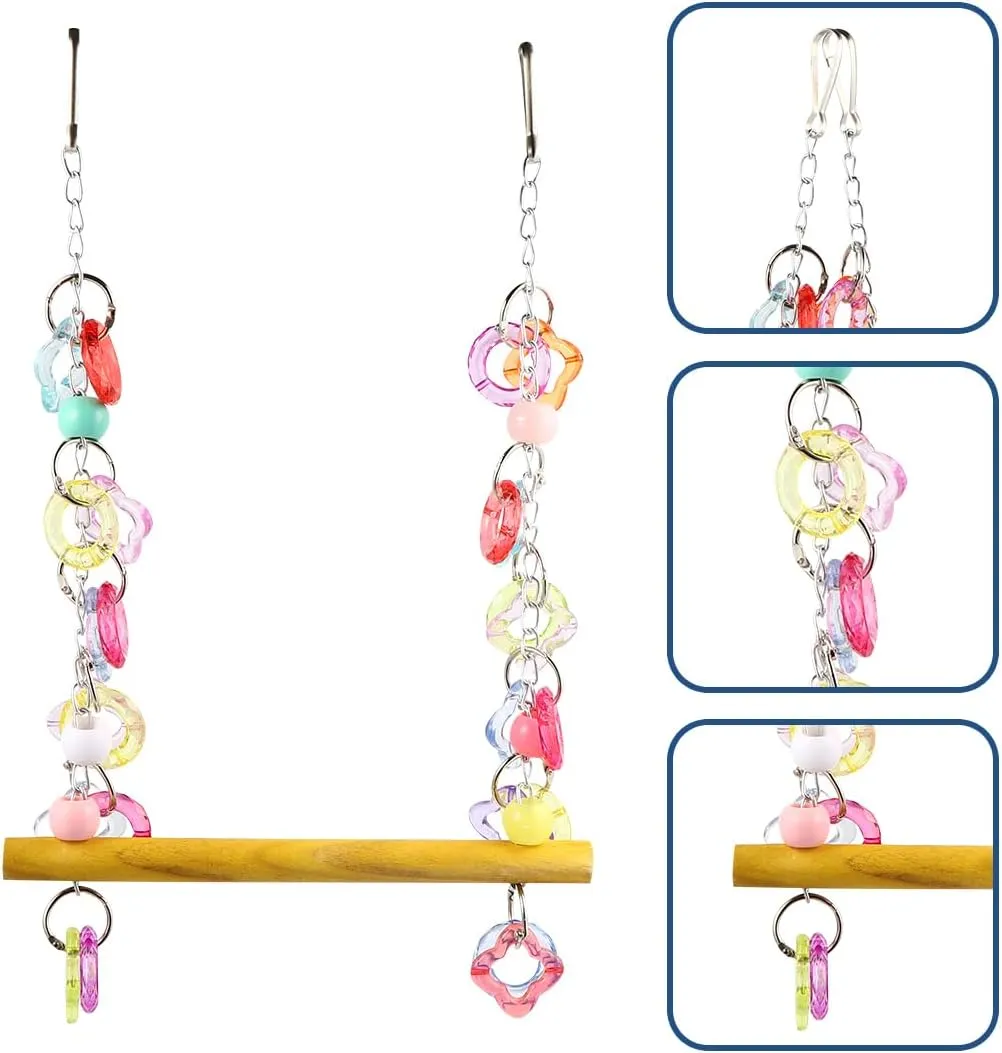 FRCOLOR Parrot Swing Toy Macaw Toys Parakeet Toys Hanging Bird Toys Jaulas para Pajaros Periquitos Parrot Stand Toy Pet Bird Swing Toy Chew Toys Pet Bird Swing Stand Wooden Birds Birdcage