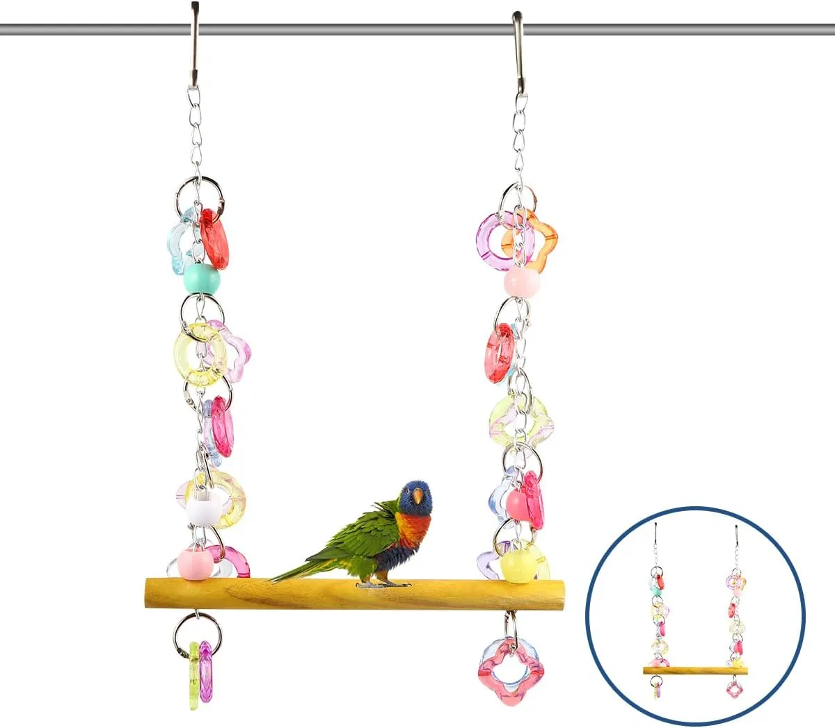 FRCOLOR Parrot Swing Toy Macaw Toys Parakeet Toys Hanging Bird Toys Jaulas para Pajaros Periquitos Parrot Stand Toy Pet Bird Swing Toy Chew Toys Pet Bird Swing Stand Wooden Birds Birdcage