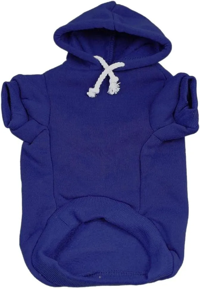 Free Kisses Dog Hoodie Fleece Lined Pullover Sweatshirt with Leash Hole (Royal Blue, X-Small 727)