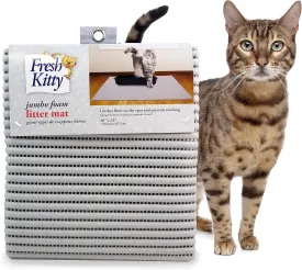 Fresh Kitty Durable XL Jumbo Foam Litter Mat  Phthalate and BPA Free, Water Resistant, Traps Litter from Box, Scatter Control, Easy Clean Mats  Gray, Model Number: 9051