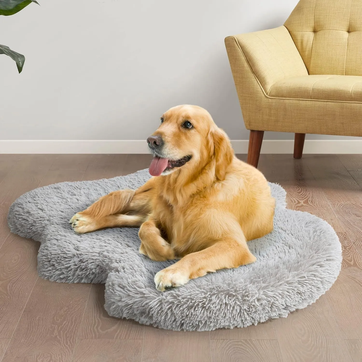 Friends Forever Faux Fur Pet Bed, Soft Shaggy Rug Mat for Dogs with Orthopedic Foam, Low Profile Dog Bed, Machine Washable Removable Cover, Non-Slip Bottom, Nala, 40x30