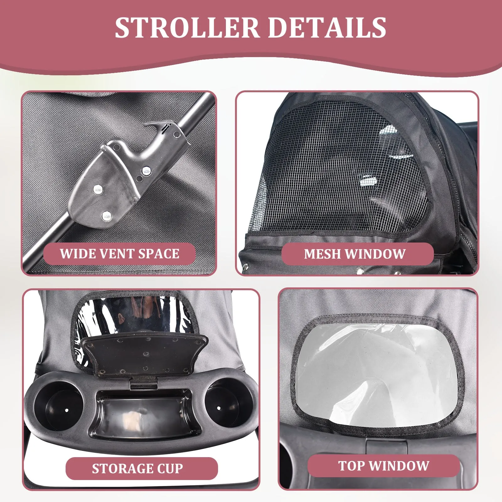 GOOPAWS 4-Wheel Promenade Pet Stroller for Small Dogs Cats, Black, 36''