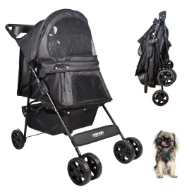 GOOPAWS 4-Wheel Promenade Pet Stroller for Small Dogs Cats, Black, 36''