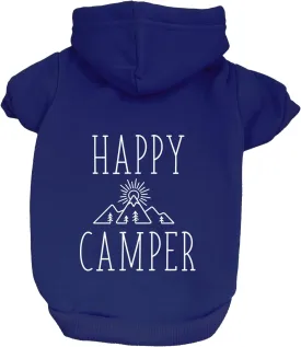 Happy Camper Pullover Fleece Lined Dog Hoodie with Leash Hole (Royal Hooded Sweatshirt)