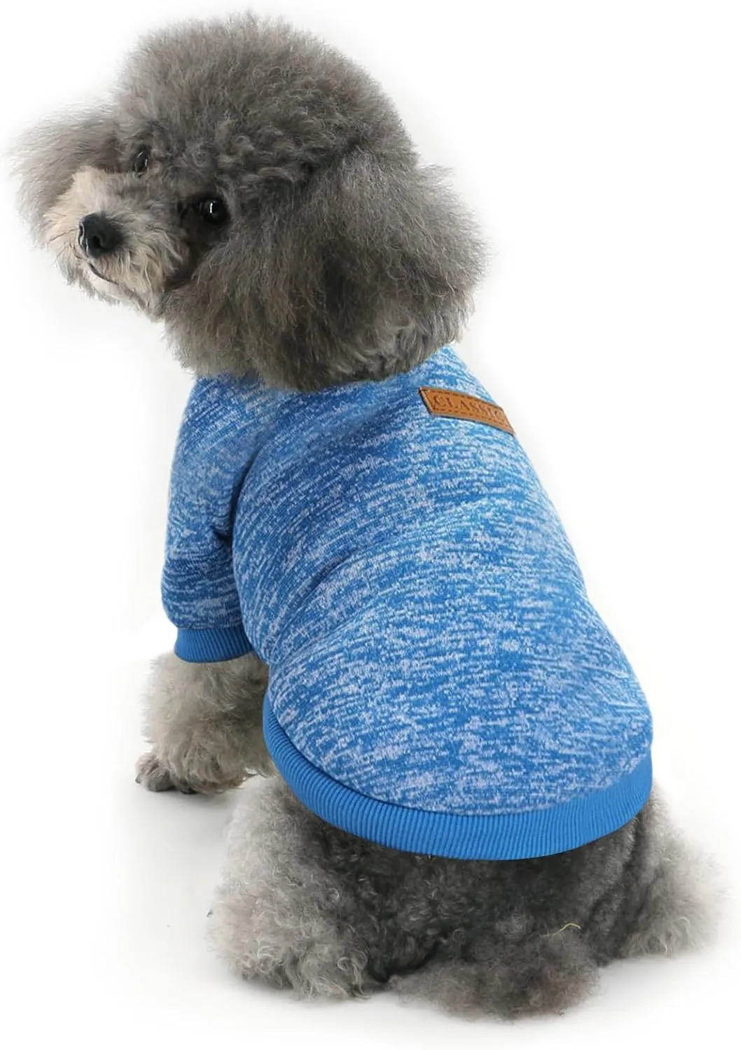 Idepet Pet Dog Classic Knitwear Sweater,Soft Fleece Coat for Small,Medium,Large Dog,Warm Pet Dog Cat Clothes,Soft Puppy Customes (XL, Blue)