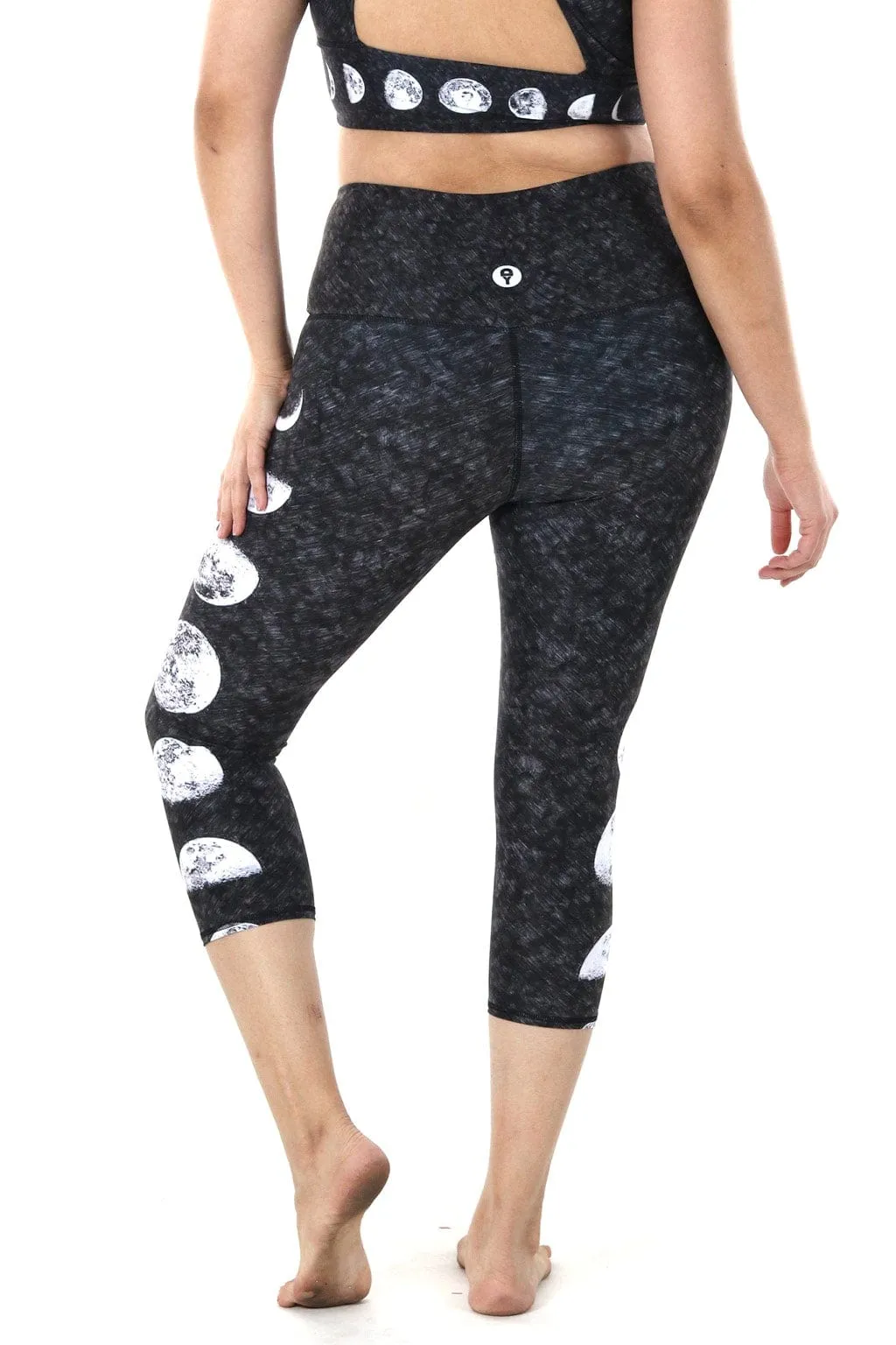 Just a Dark Moon Phase Printed Yoga Crop