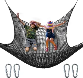 Kids Climbing Cargo Net, 6.5 * 9.8 ft Playground Safety Net, Polyester Double Layers Net Bridge for Inside, Outside, Backyard,Tree House, Obstacle Training, Monkey Bar, Black (6.5 * 9.8)