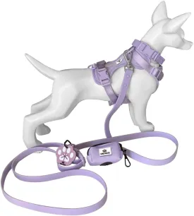 King Macks Dog Harness Set with Collar and Leash, Waste Bag Holder and Dirty Waste Bag Clip, Adjustable for Small/Medium/Large Dogs, Lightweight (Lavender, Small)