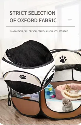 Kitten Playpen,Dog Playpen Indoor/Outdoor,Cat Delivery House Removable Top Size Medium,cat Pen Collapsible with Carrying Case No Assembly Required Pet Tents for Dogs/Cats(Brown, Medium)