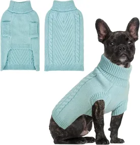 Large Dog Sweater, Thermal Knitted Dog Sweater for Cold Weather,Turtleneck Long Sleeve Cable Knitwear, Large Solid Pullover Pet Sweater for Medium Large Dogs SM Bule