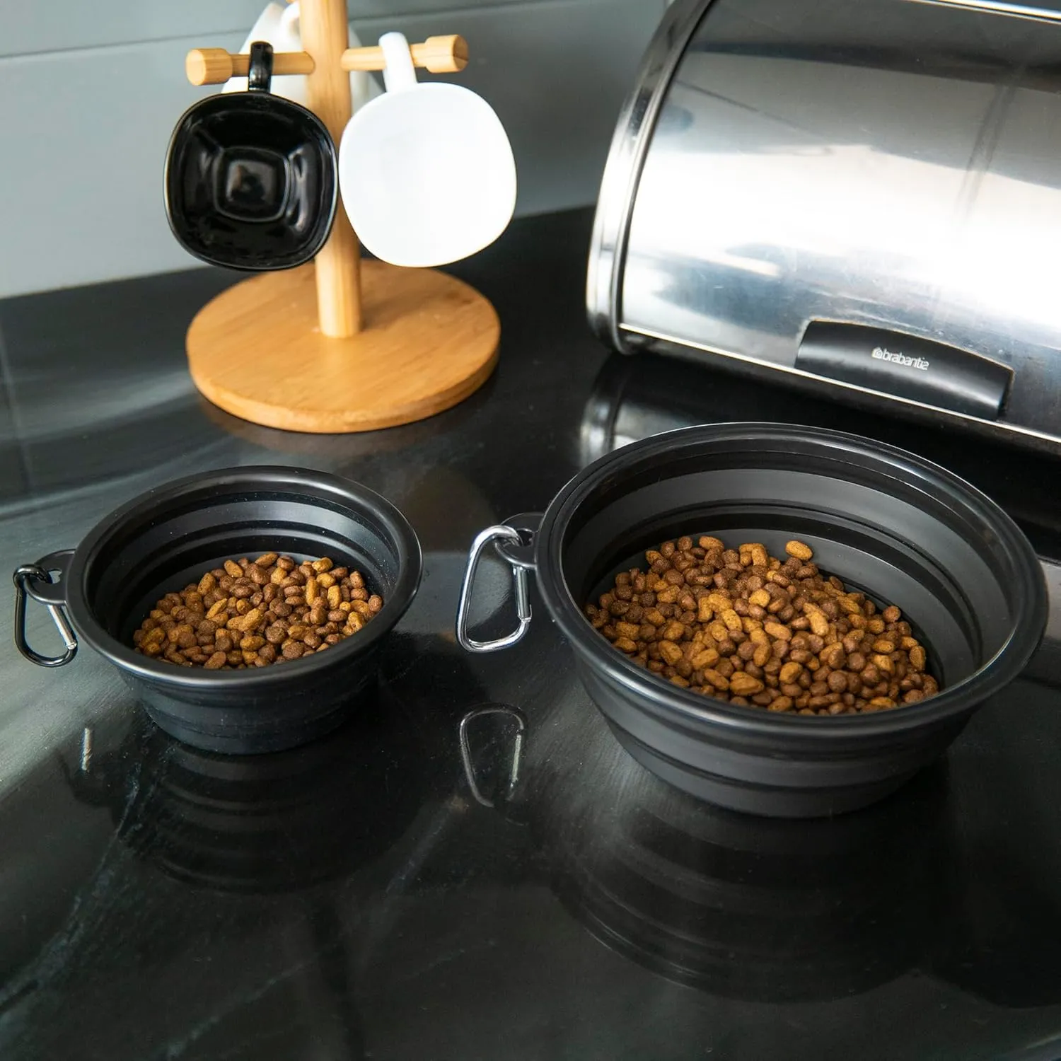 Made Easy Kit Portable Collapsible Dog Bowl for Water or Food Great Pet Travel Bowl in Multiple Sizes (Standard - 12oz, Brown)