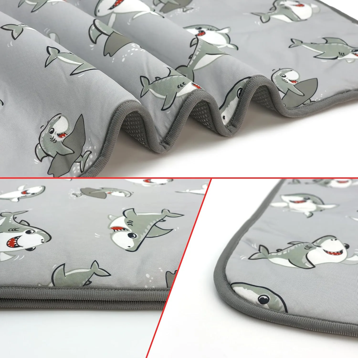 NACOCO Summer Pet Cooling Mat - Cat Dog Cushion Pad Sleeping Cool Sharks Comfortable Soft for Pets Kids and Adults (Grey Shark, M)