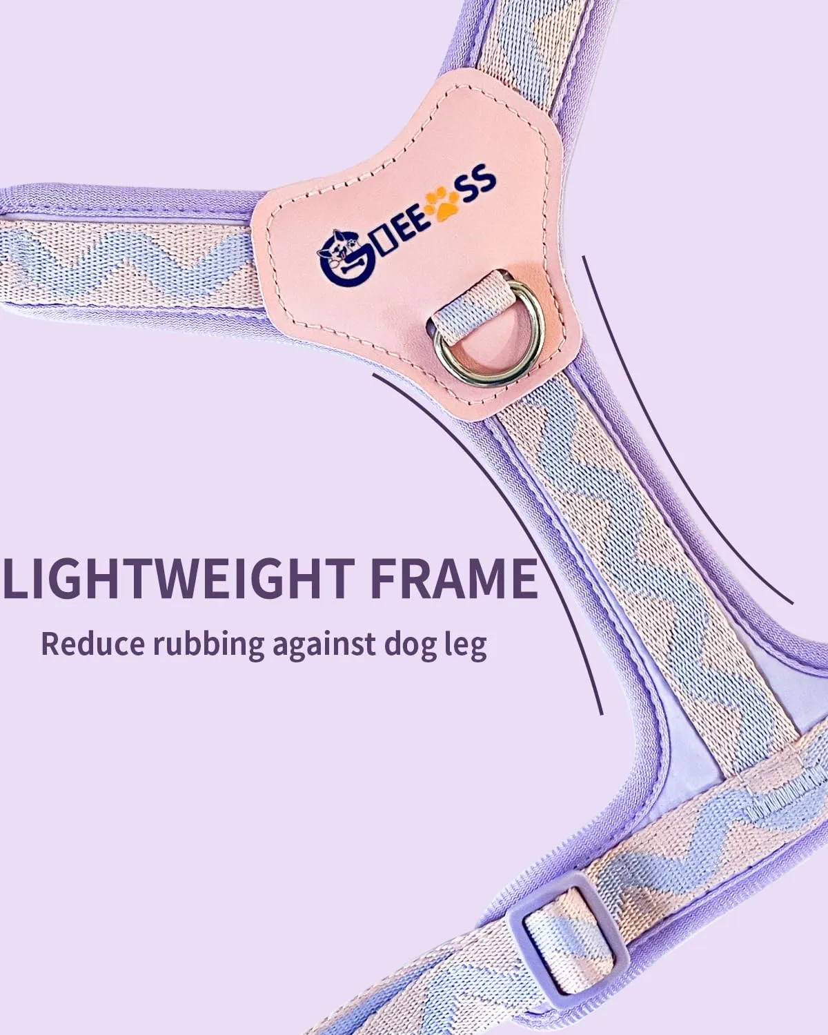 No Pull Dog Harness and Leash Set, Lightweight Frame No Choke Pet Harness, Double Buckle Adjustable Dog Vest for Small Medium Dogs Puppy (Purple, S)