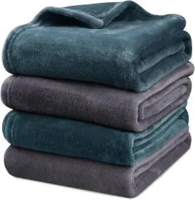 Onarway Dog Blanket Washable for Puppy: 4 Packs Dog Blankets 40x28 - Fluffy Soft Small Throw for Cat Puppy Kitten Dogs - Fleece Pet Blankets for Bed Sofa Car and Indoor - Lake Green and Purple