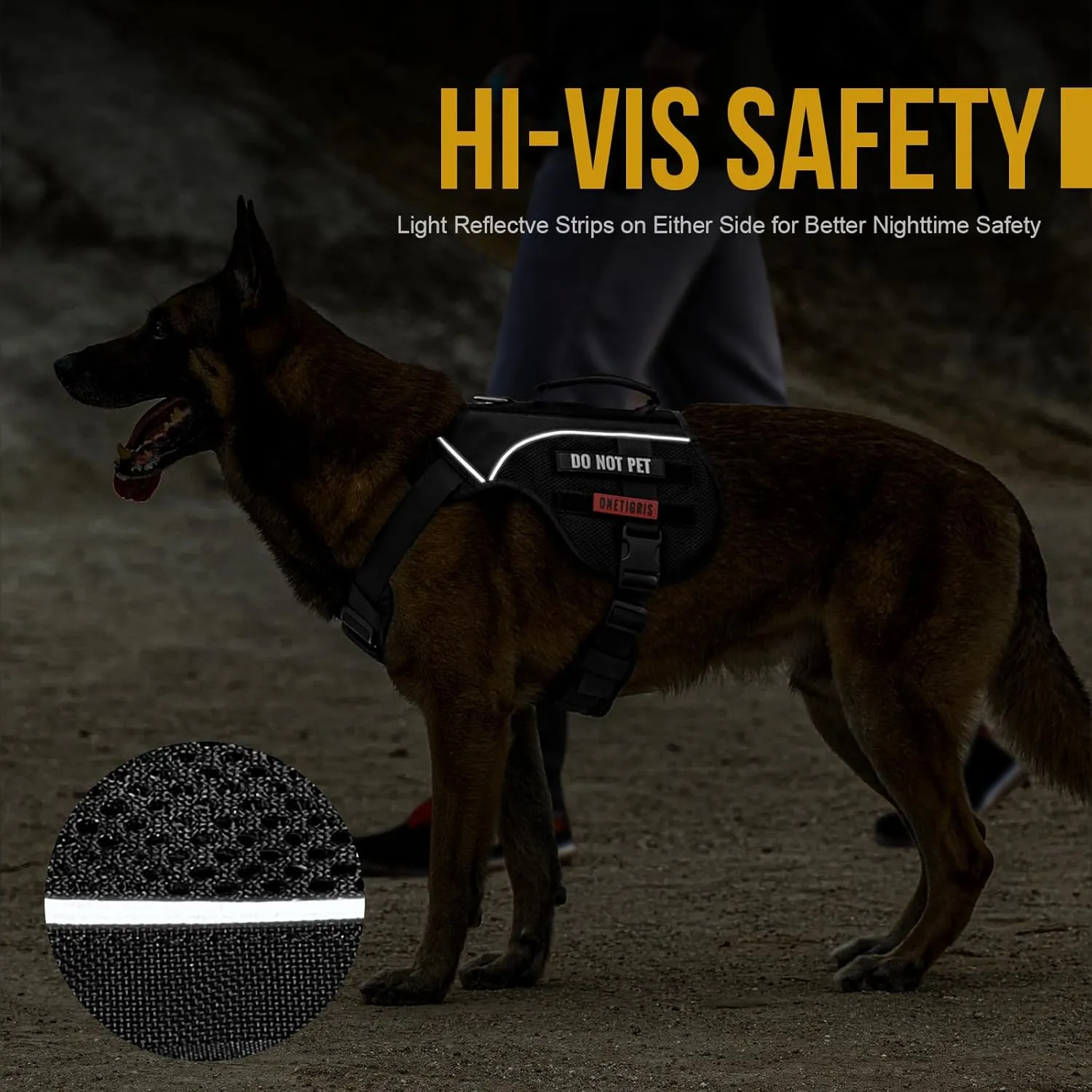 OneTigris No Pull Tactical Dog Harness for Small Medium Dogs, Double Layer Mesh Durable Service Dog Vest Harness COMET'S Tail Training Breathable with Handle