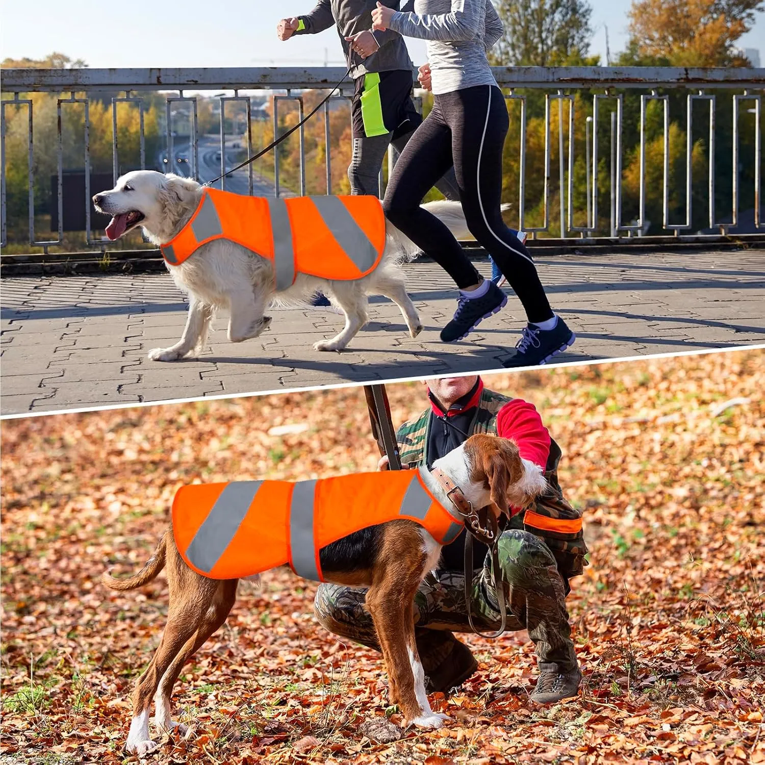 Orange Dog Vest - High Visibility Safety, Hunting, Soft Adjustable Reflective Jacket for Small to Large Dogs