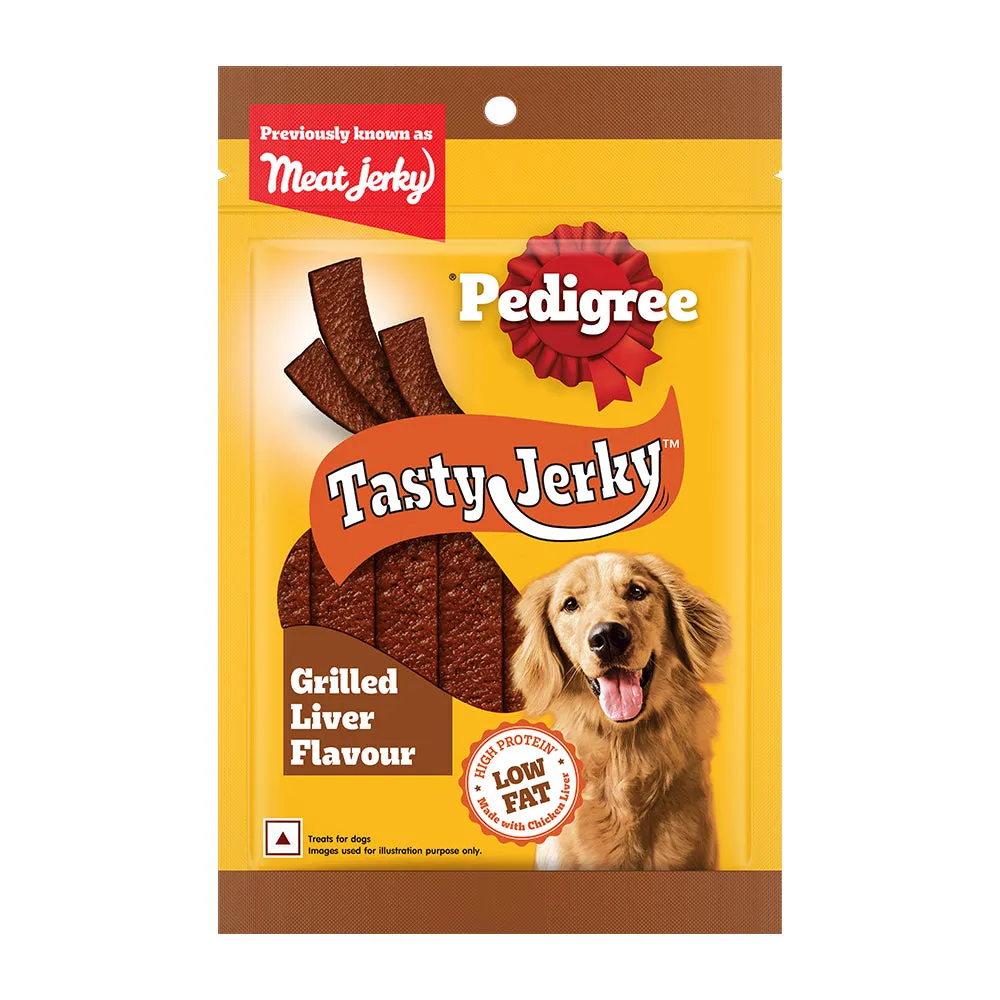 Pedigree Chicken & Liver, Grilled Liver and Roasted Lamb Flavour Tasty Jerky Dog Treat Combo