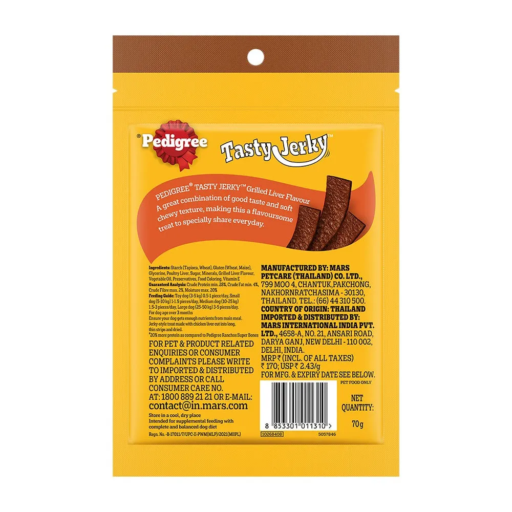 Pedigree Chicken & Liver, Grilled Liver and Roasted Lamb Flavour Tasty Jerky Dog Treat Combo
