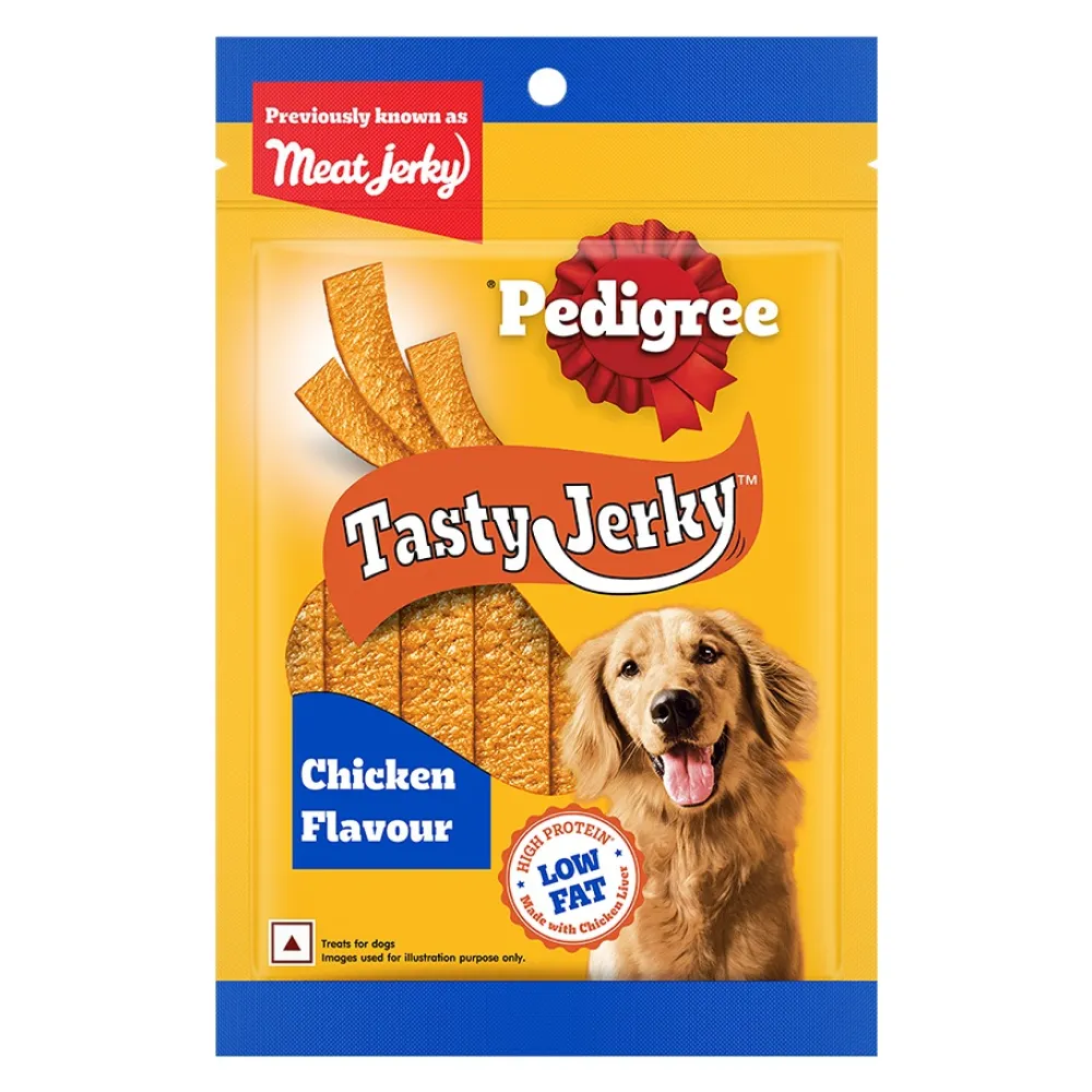 Pedigree Chicken & Liver, Grilled Liver and Roasted Lamb Flavour Tasty Jerky Dog Treat Combo