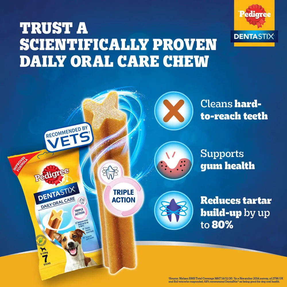 Pedigree Dentastix Oral Care for Adult (Small Breed of 5 to 10 kg) and Roasted Lamb Tasty Jerky Dog Treats Combo