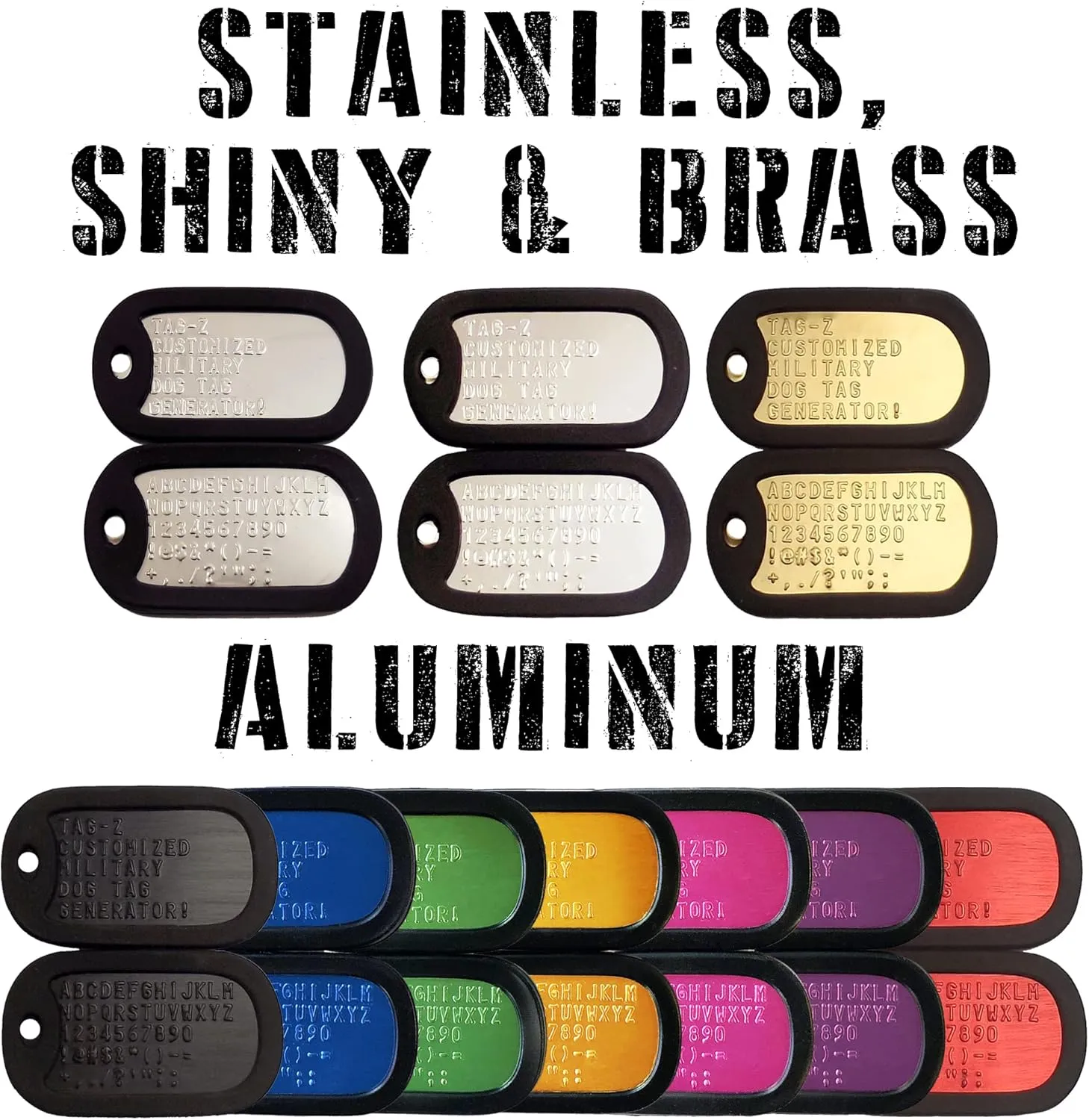 Personalized Military Dog Tags with Silencers and Stainless Steel Chains, Green Aluminum