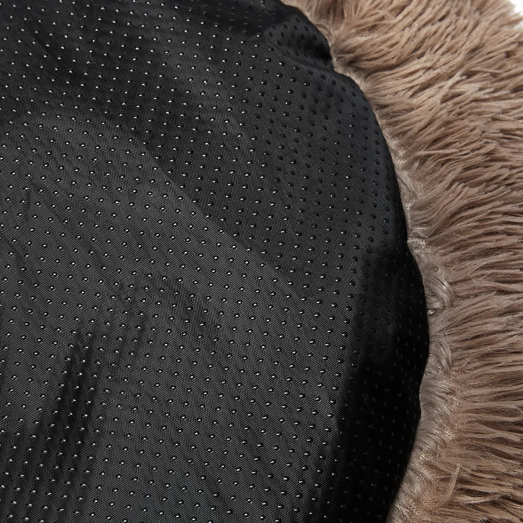 Pet Bed Cat Dog Donut Nest Calming Mat Kennel Cave Deep Sleeping - Brown XXXL