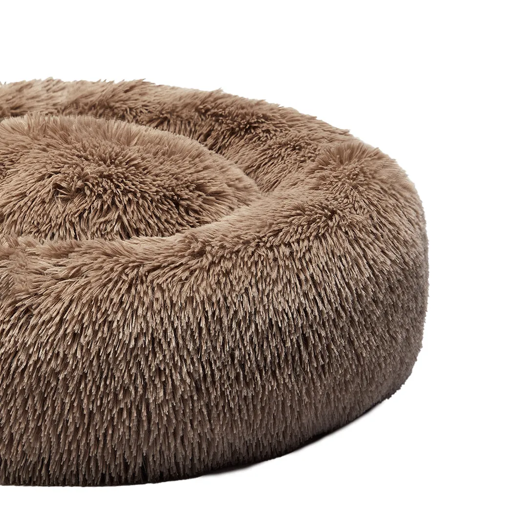 Pet Bed Cat Dog Donut Nest Calming Mat Kennel Cave Deep Sleeping - Brown XXXL