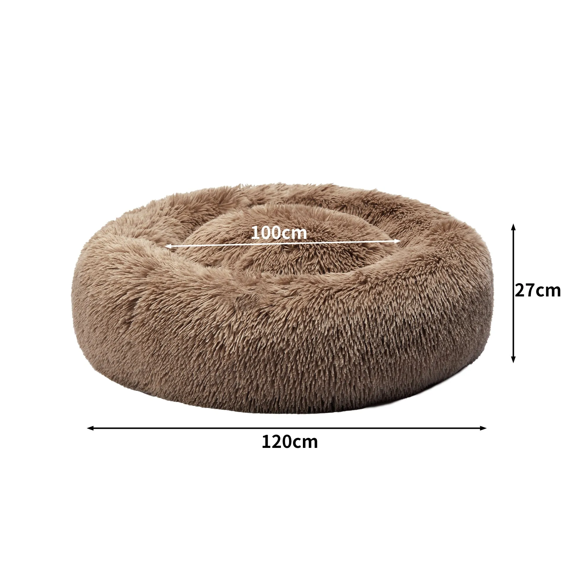Pet Bed Cat Dog Donut Nest Calming Mat Kennel Cave Deep Sleeping - Brown XXXL