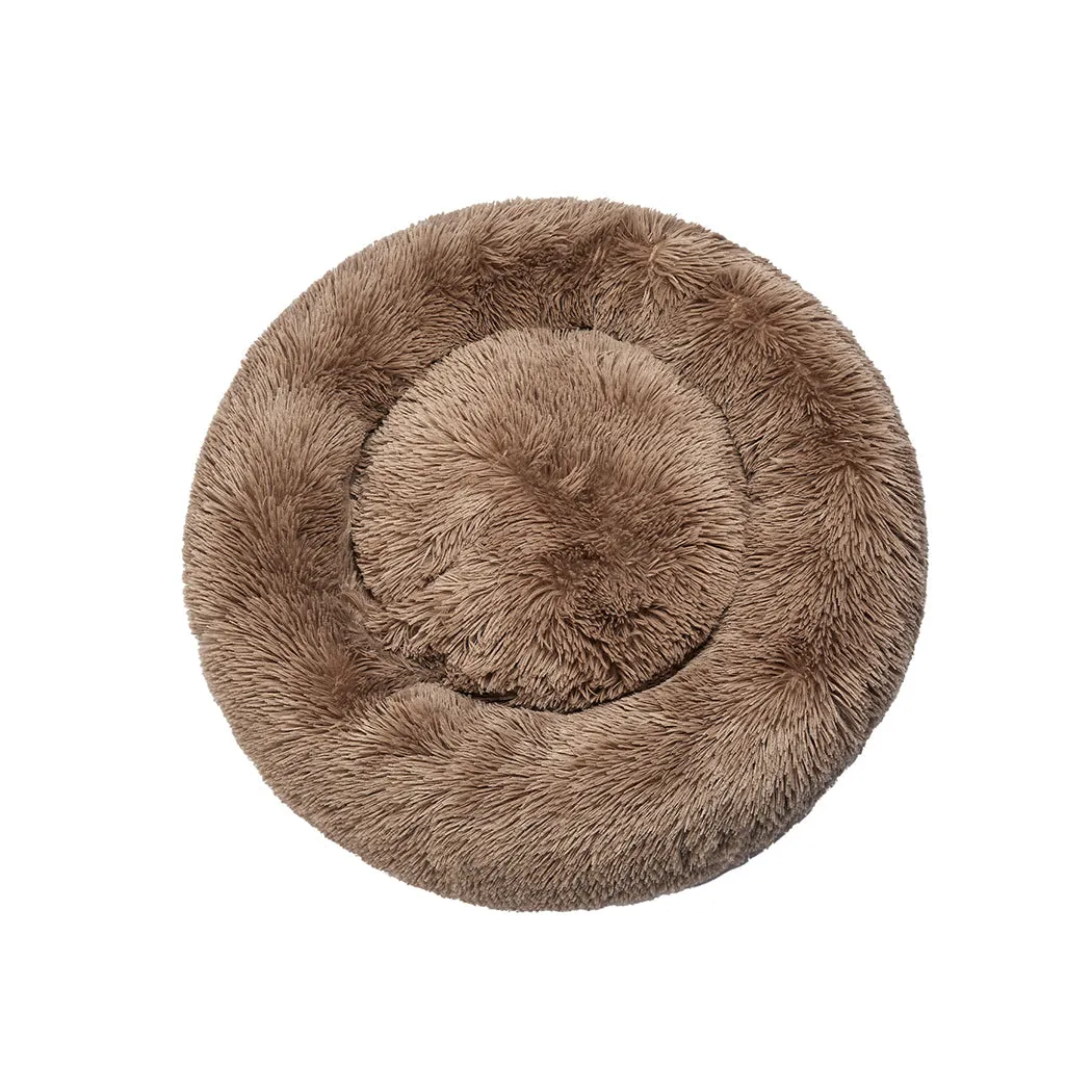 Pet Bed Cat Dog Donut Nest Calming Mat Kennel Cave Deep Sleeping - Brown XXXL