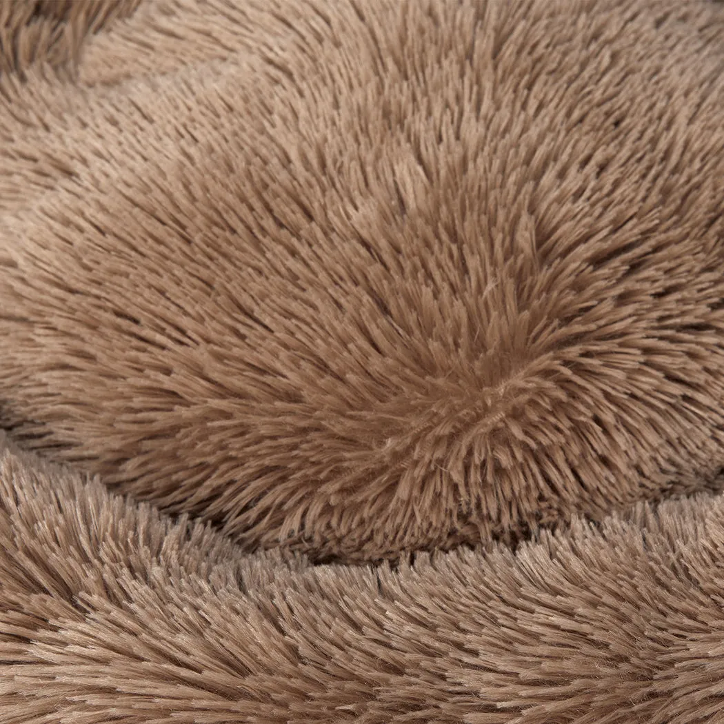 Pet Bed Cat Dog Donut Nest Calming Mat Kennel Cave Deep Sleeping - Brown XXXL