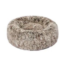 Pet Bed Cat Dog Donut Nest Calming Mat Soft Plush Kennel - Brown Size XL