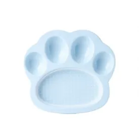 Pet Dream House PAW 2-in-1 Mini Slow Feeder Dish & Lick Mat for Cats and Small Dogs Baby Blue