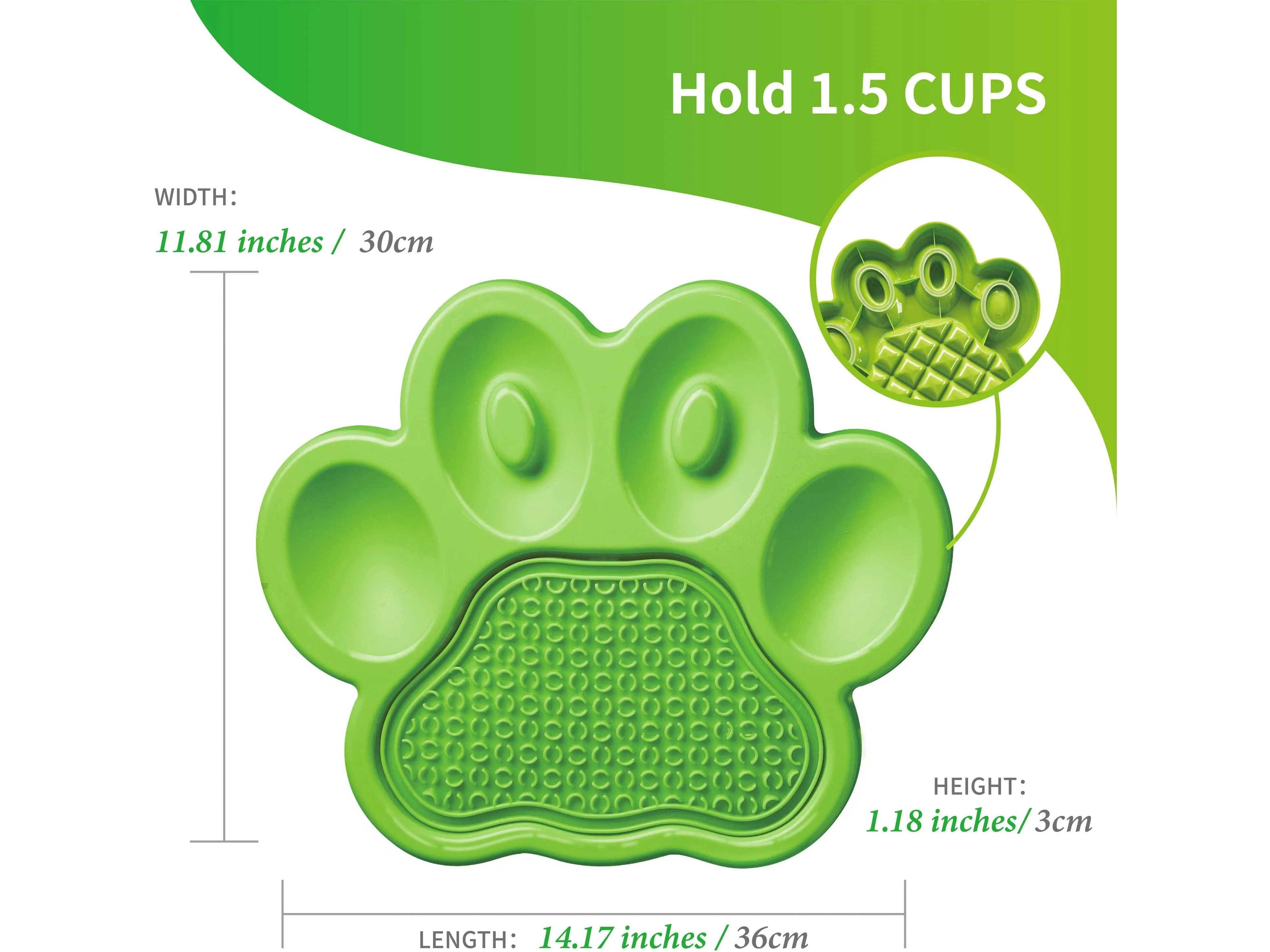 PetDreamHouse PAW 2-in-1 Slow Feeder & Lick Pad Green