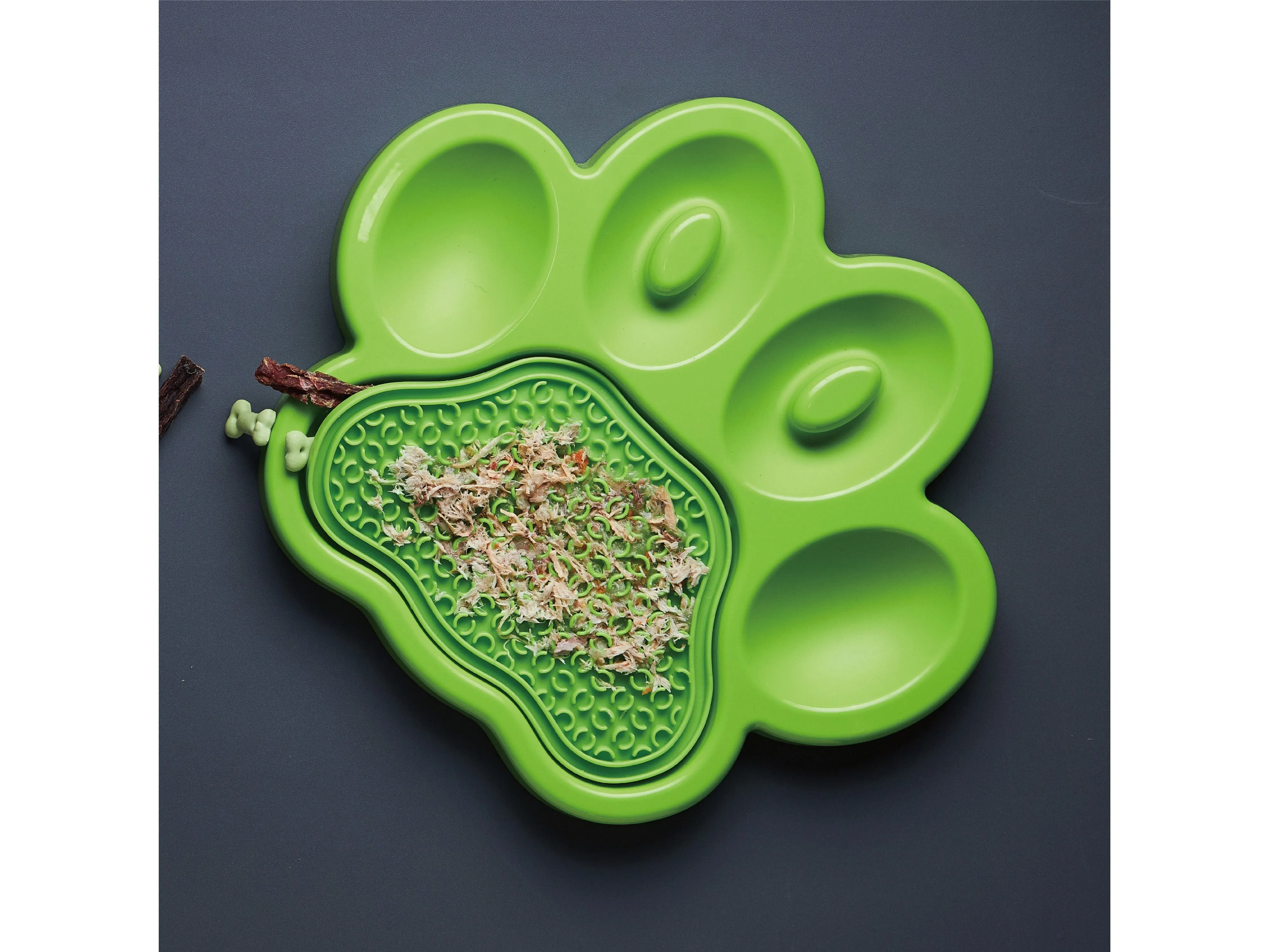 PetDreamHouse PAW 2-in-1 Slow Feeder & Lick Pad Green