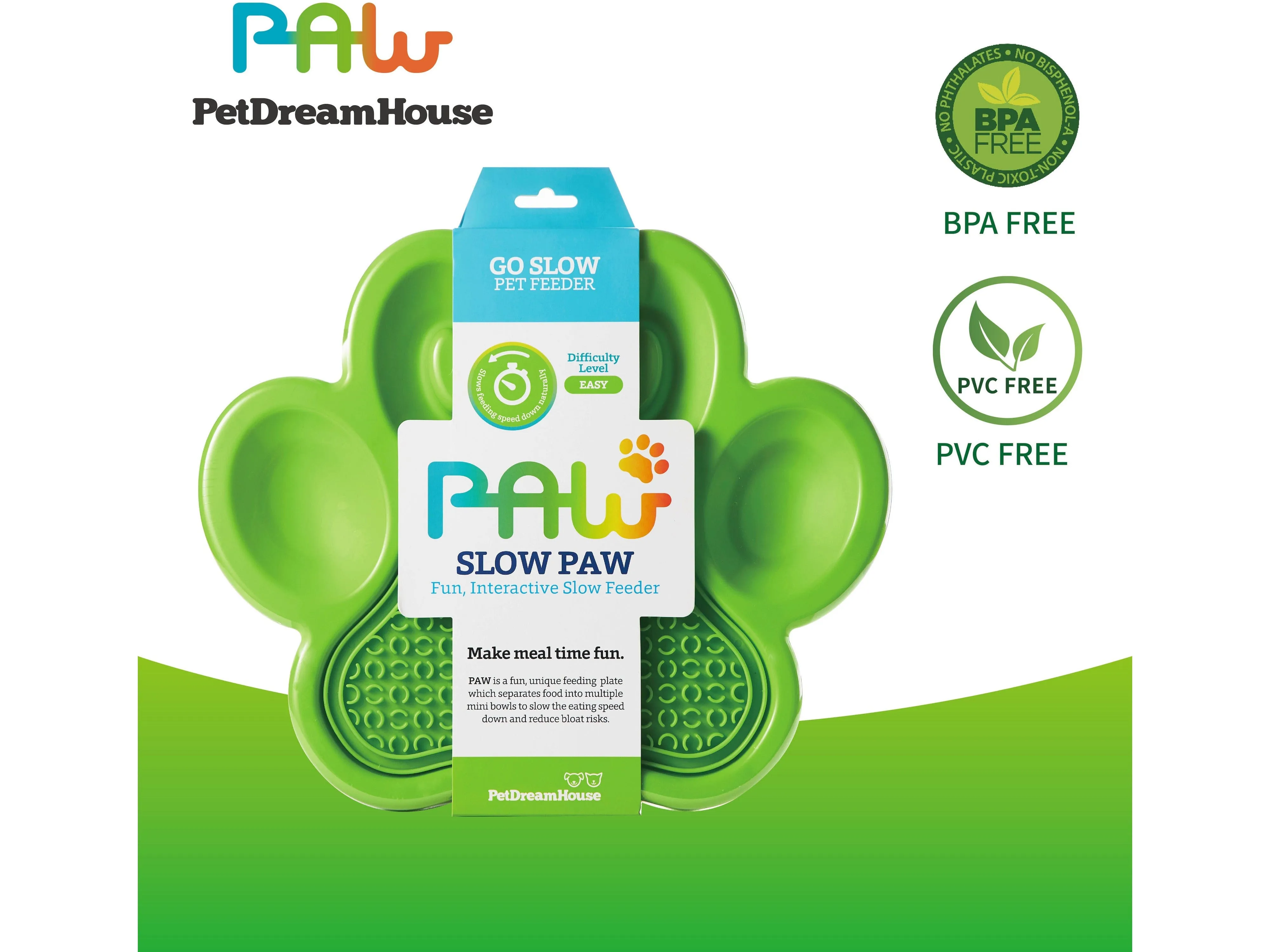 PetDreamHouse PAW 2-in-1 Slow Feeder & Lick Pad Green