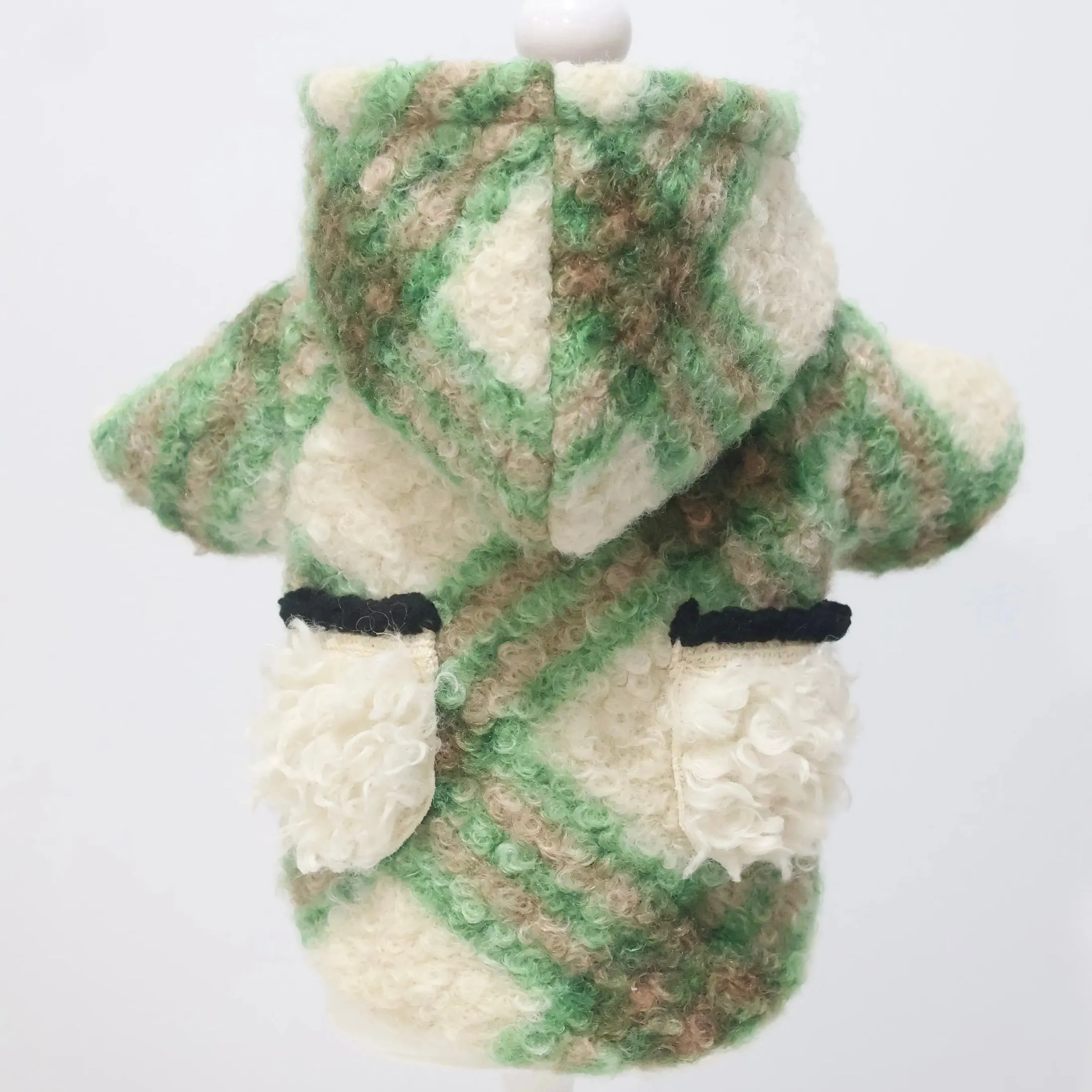 Pocket Design Fleece Plaid Dog Hooded Jacket