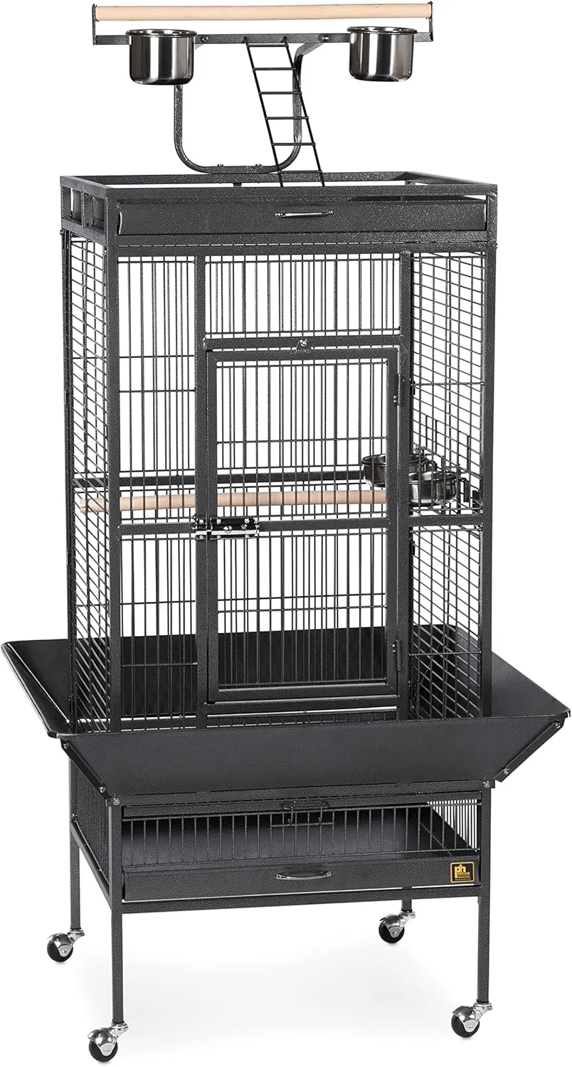Prevue Pet Products Parrot Playtop Manor Bird Cage with Movable Stand and Activity Play Top for Large Birds