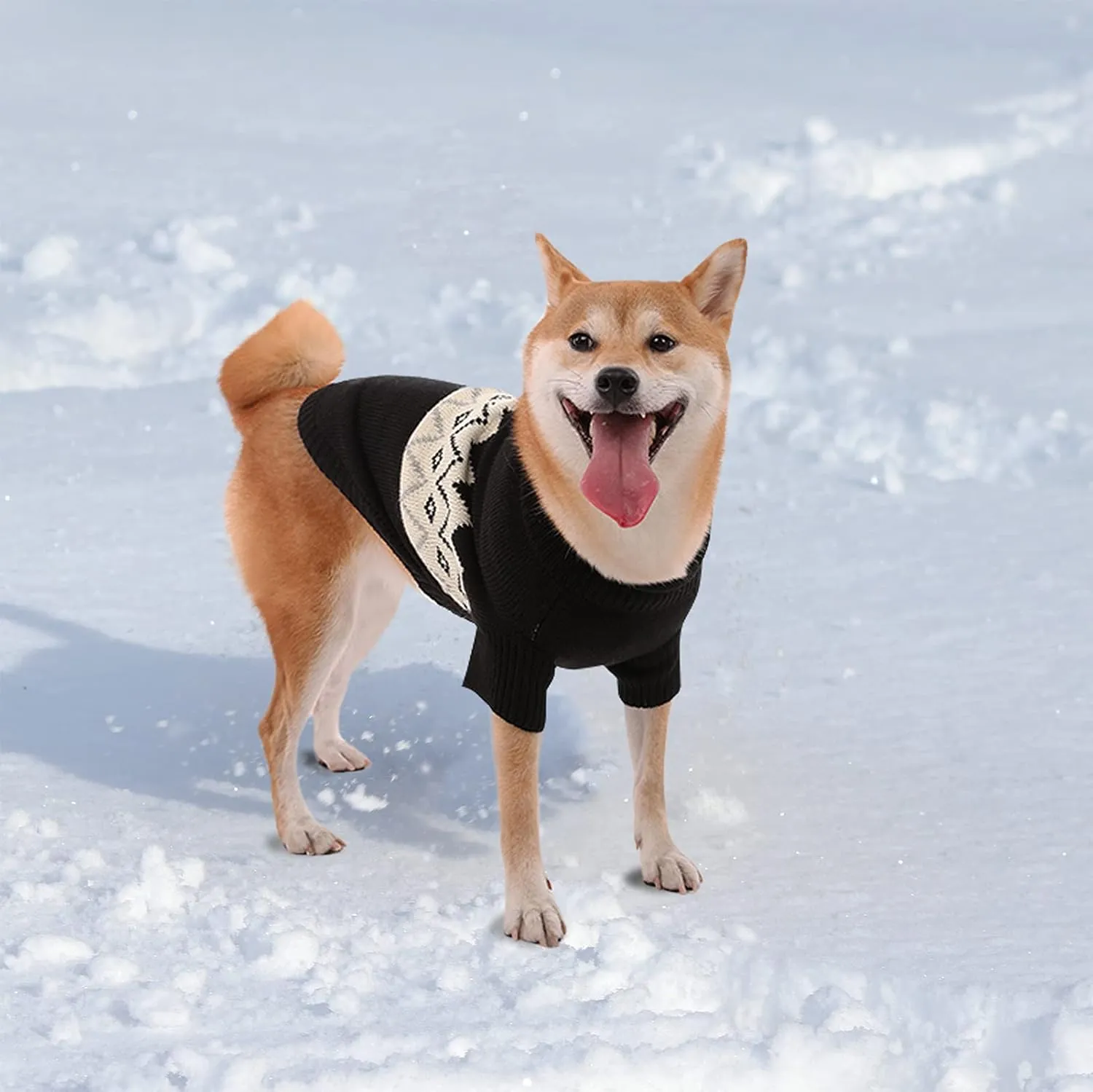 Queenmore Warm Dog Sweater, Soft Pet Knitwear, Knitted Pullover, Winter Pet Clothes for Small Medium Dogs Cats Red