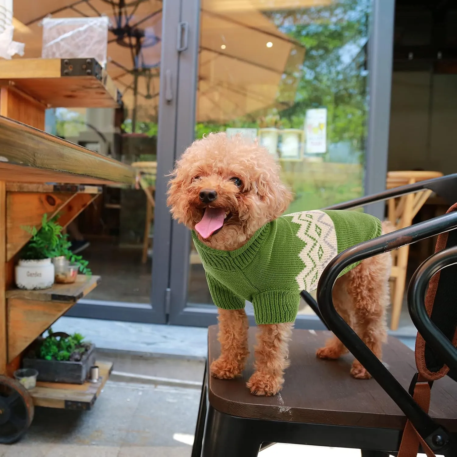 Queenmore Warm Dog Sweater, Soft Pet Knitwear, Knitted Pullover, Winter Pet Clothes for Small Medium Dogs Cats Red