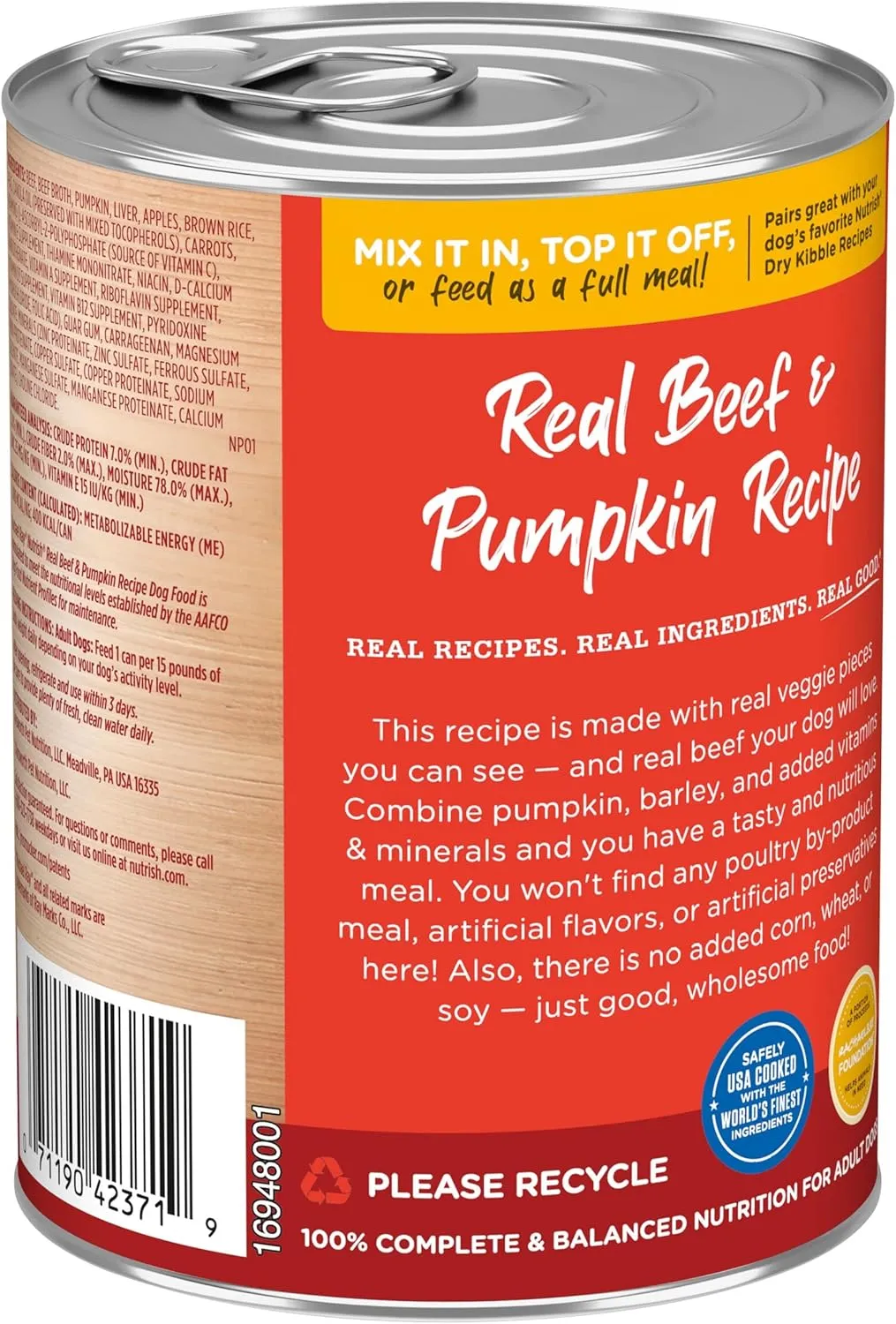 Rachael Ray Nutrish Wet Dog Food, Beef & Pumpkin, 13 Ounce Can (Pack of 12)