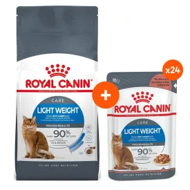 Royal Canin Light Weight Care Adult Dry & Wet Cat Food Bundle