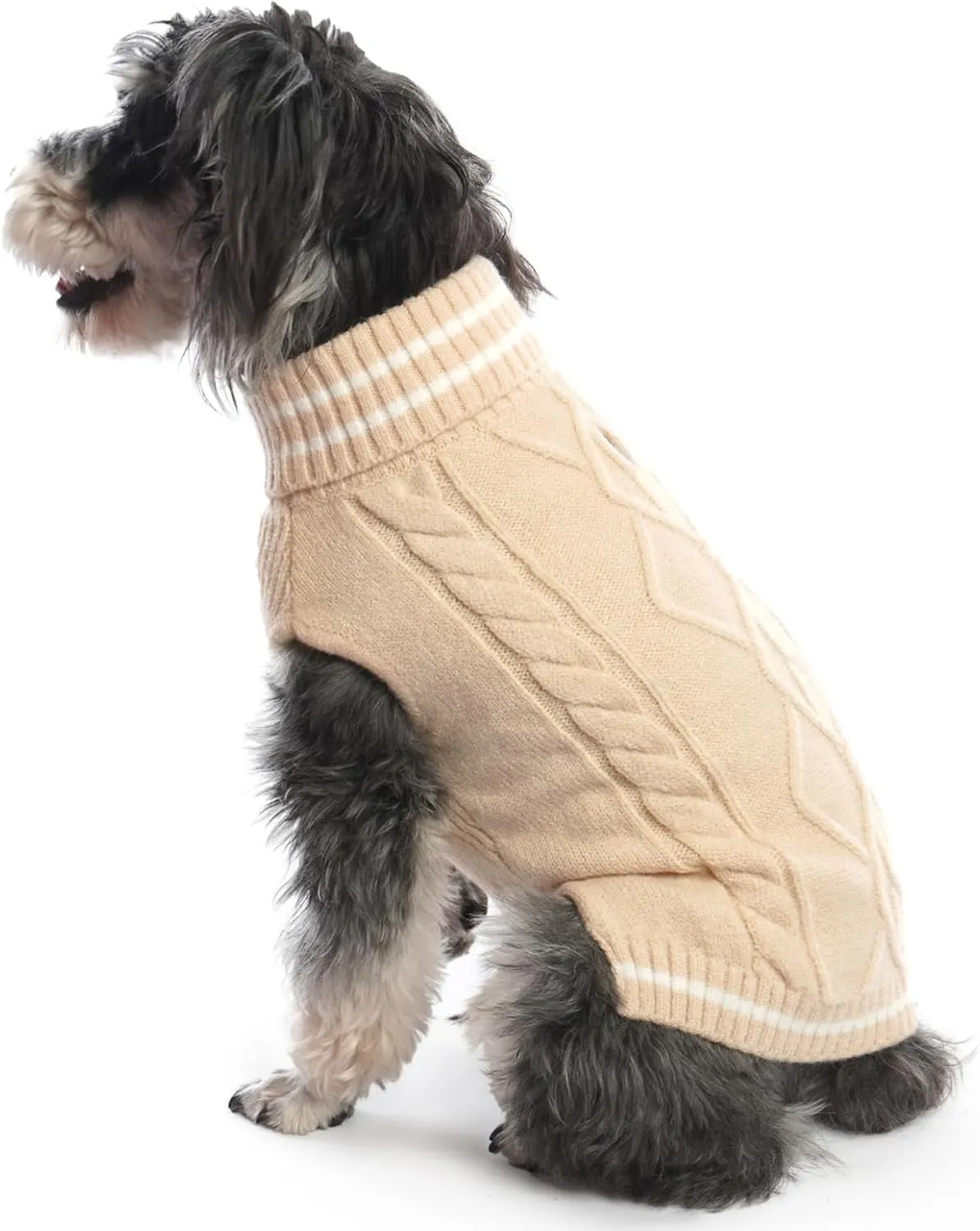ROZKITCH Dog Sweaters, Pullover Cold Weather Knitwear for Fall Winter, Dog Turtleneck Sweater Classic Thick Warm Clothes Outfit for Chihuahua, Bulldog, Dachshund, Pug, Yorkie Beige L