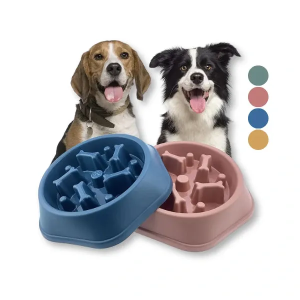 Slow Feeder Dog Bone Design Pet Bowl