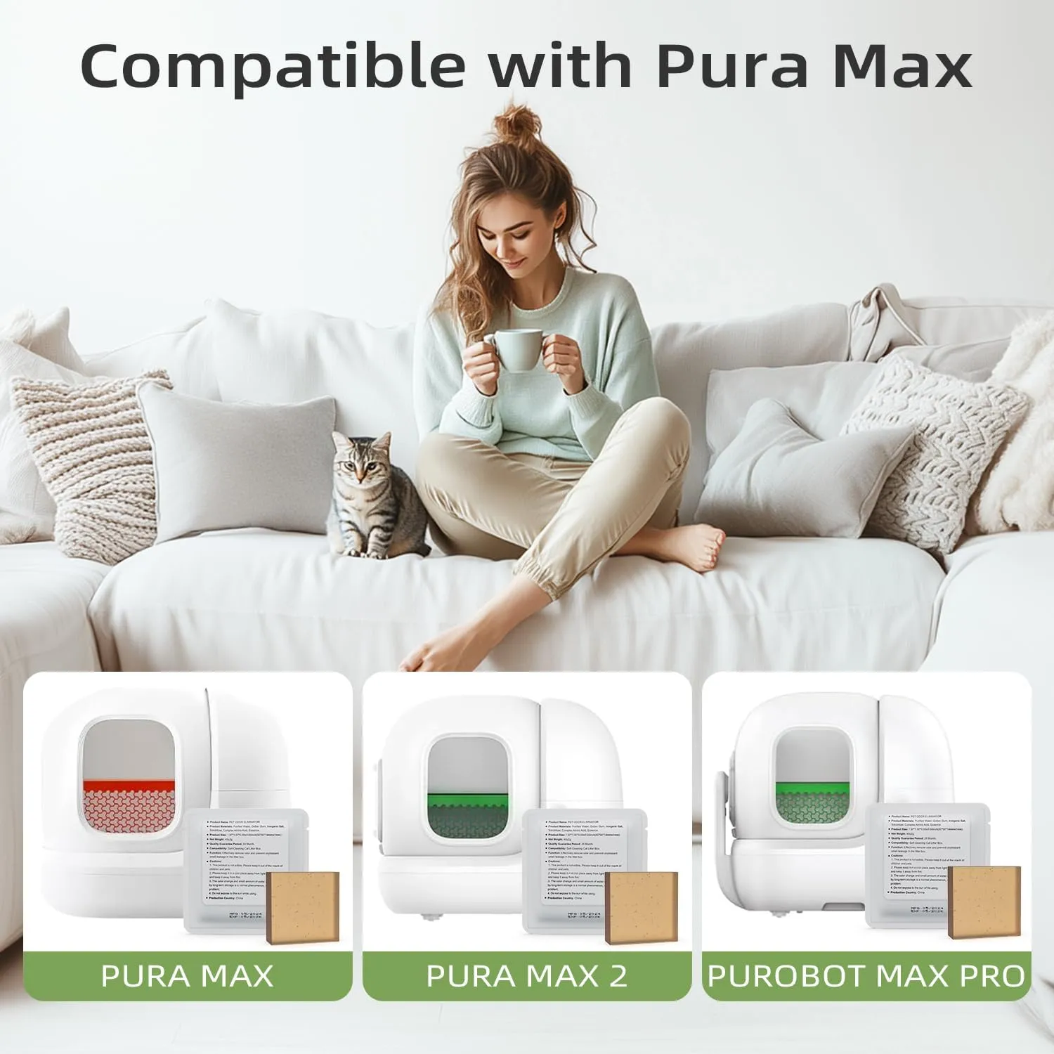 Smelling Fresh with N50 Odor Eliminator Exclusive for Pura Max Automatic Self-Cleaning Cat Litter Box - Cat Toilet Odor Control (6 Pack)