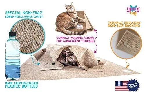 SnugglyCat The Ripple Rug - Made in USA - Cat Activity Play Mat - Thermal Base -Fun Interactive Play - Training - Scratching - Bed Mat