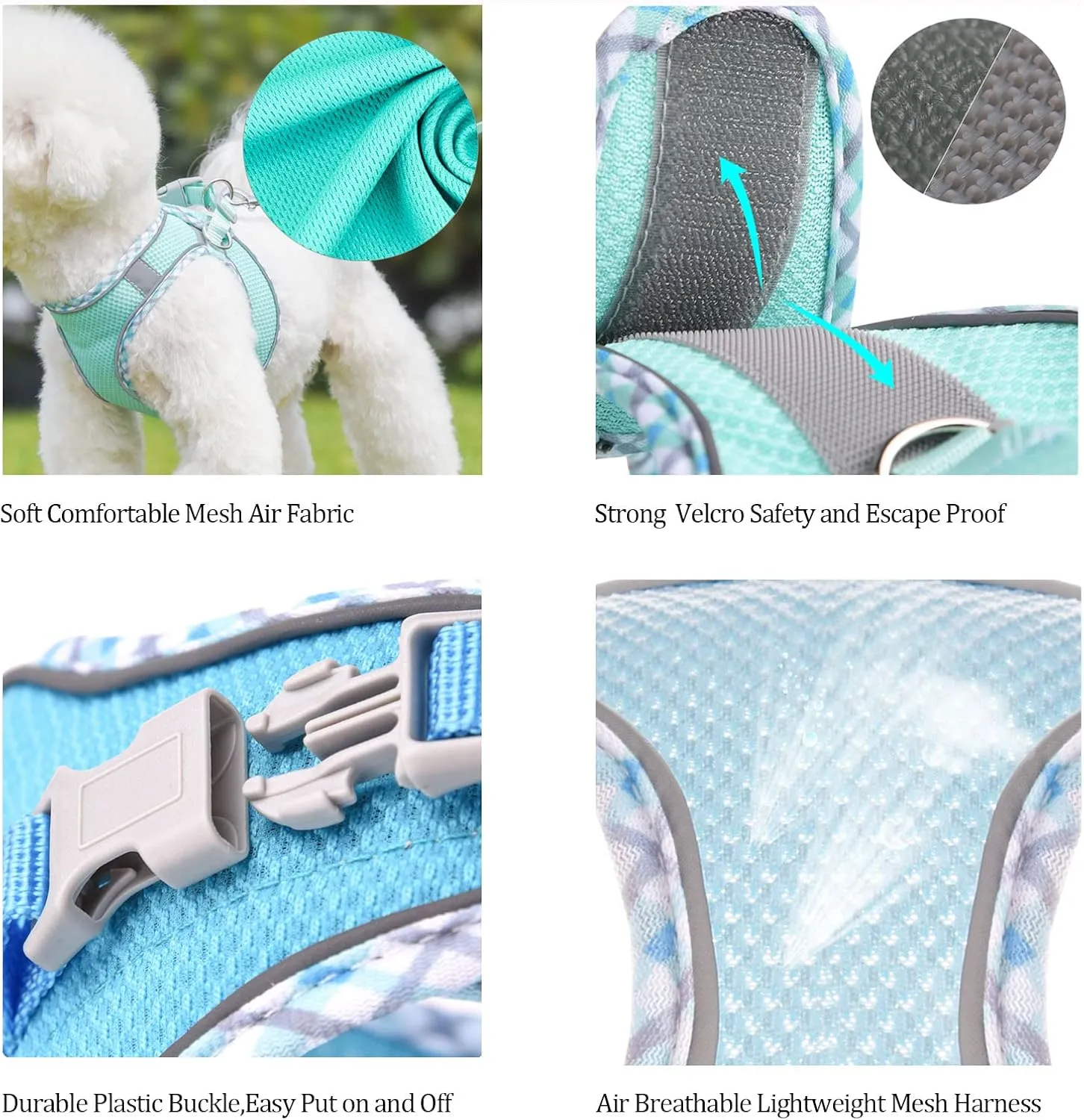 Step in Mesh Dog Harness and Leash Set - Breathable Air Mesh Reflective Escape Proof Dog Harness Vest - No Choke, Lightweight