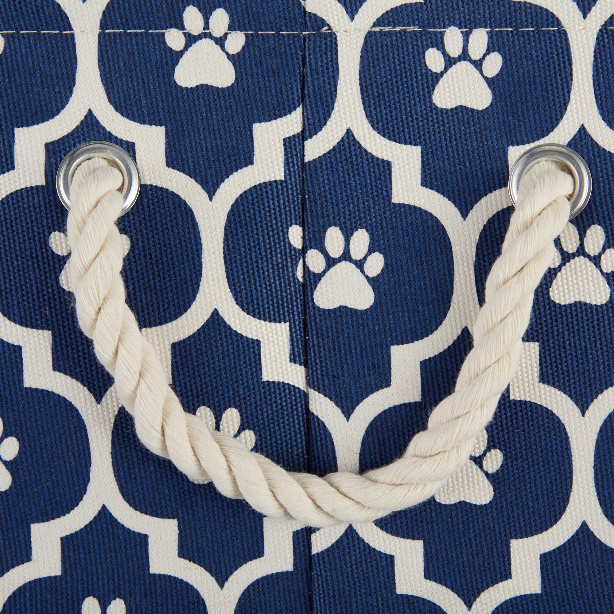 Storage Bin, Lattice Paw Print, Nautical Blue, Medium Round - 15x12"